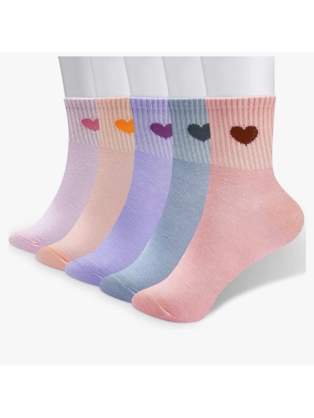 🆕-Women's Set of 6 Ankle High Cotton Fun Heart Socks. Cute Colors (100%cotton)